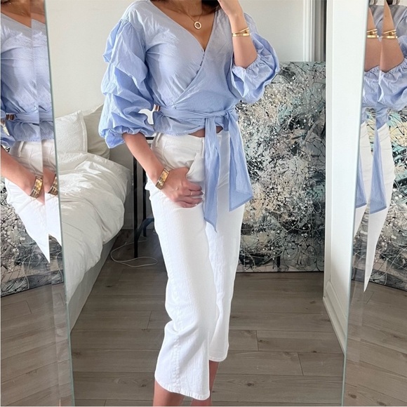 Club Monaco Wrap Pinstripe Top XS - Picture 4 of 7